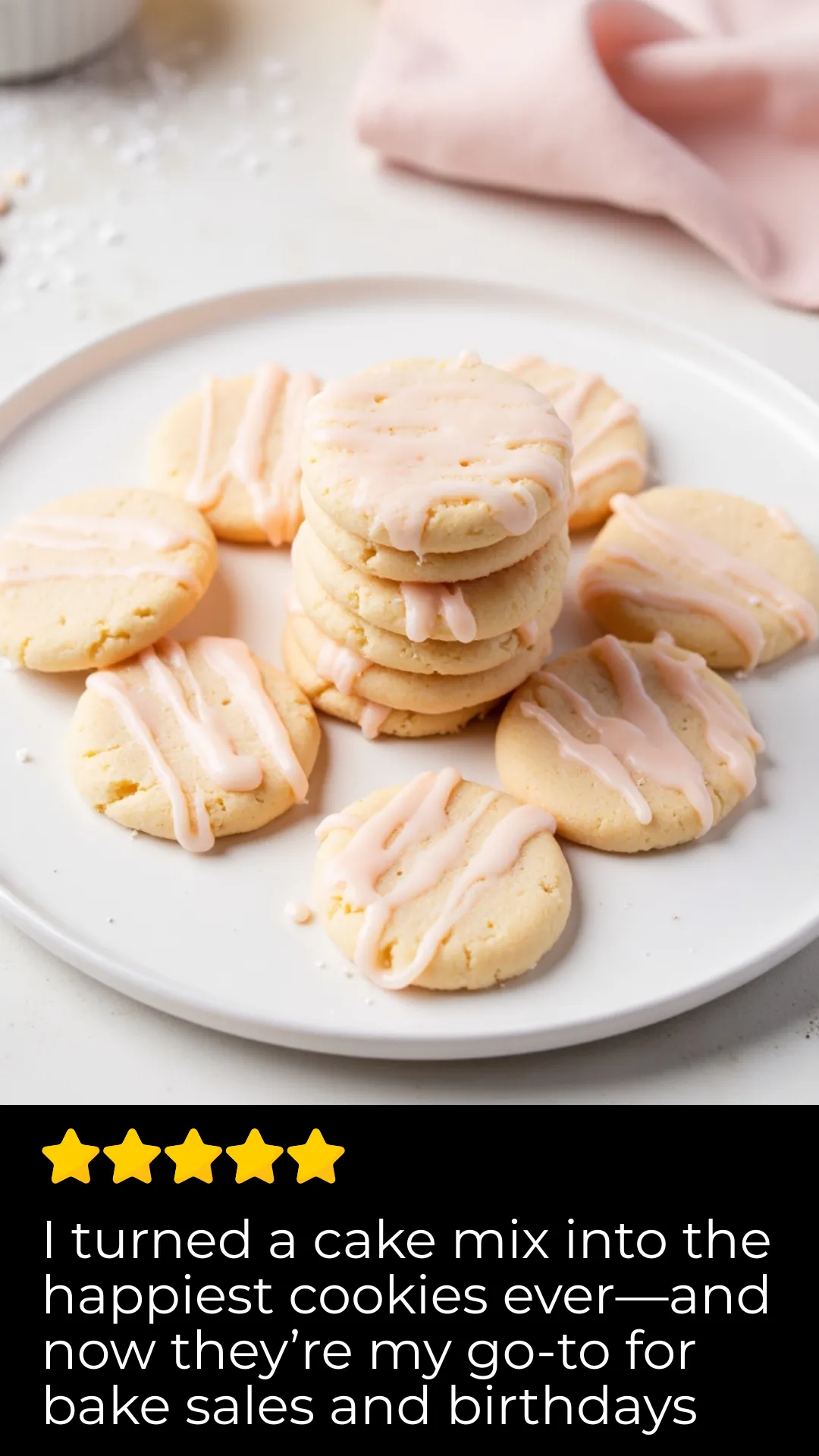 Turn a cheap box of cake mix into these soft and citrusy pink lemonade cookies! With just a few ingredients and a splash of lemon juice, they’re the ultimate easy dessert for bake sales or birthdays.