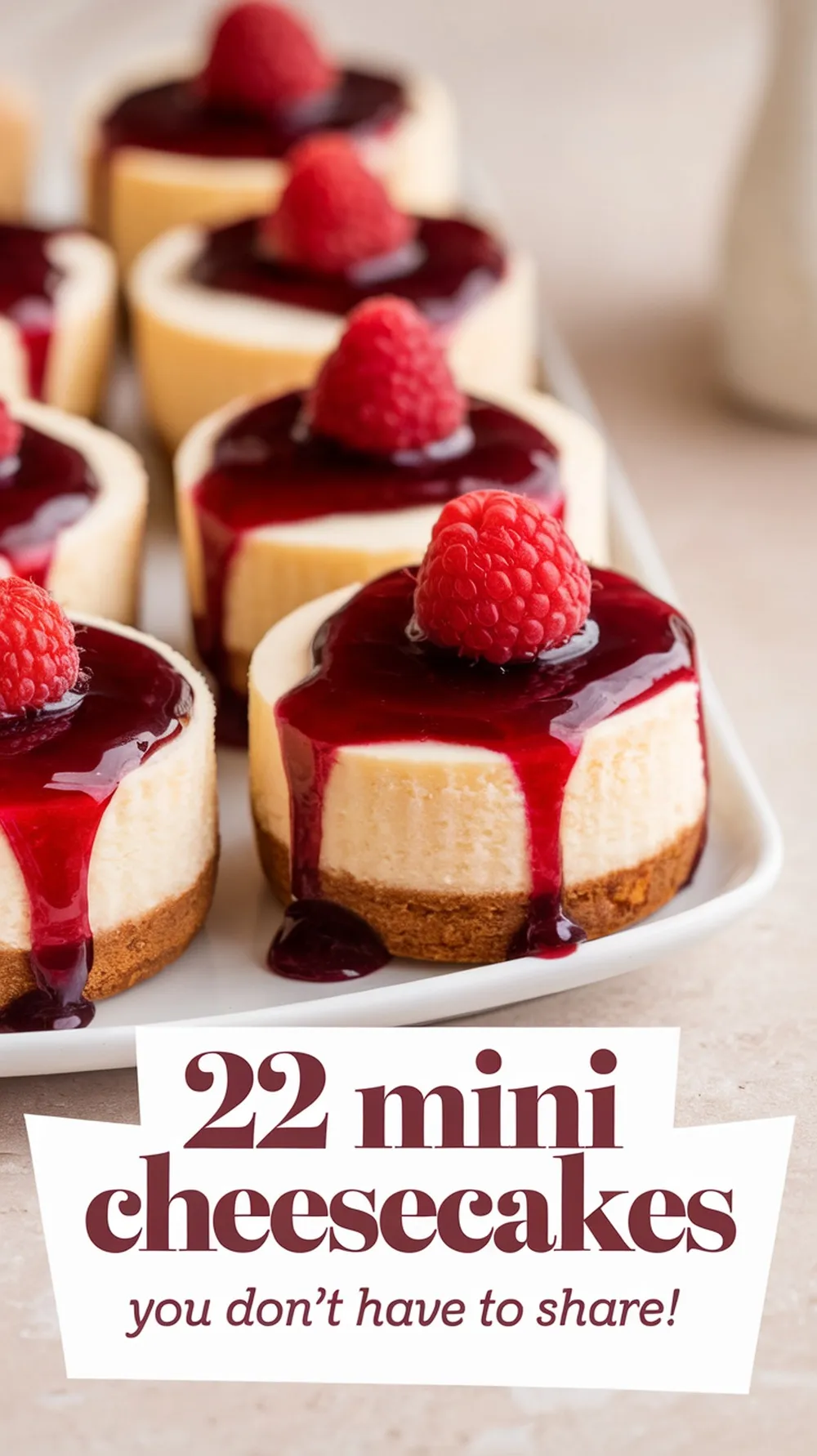 Got a sweet tooth but don’t feel like sharing? These mini cheesecakes are just what you need! They’re simple to make, perfectly portioned, and packed with all the rich, creamy goodness of a full-sized cheesecake. Whether you’re treating yourself or sharing with someone special, these little delights are the ultimate indulgence in a bite-sized package!