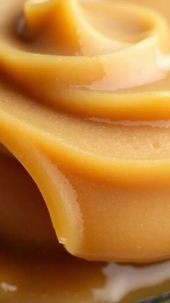 Close-up of smooth, creamy butterscotch pudding swirls