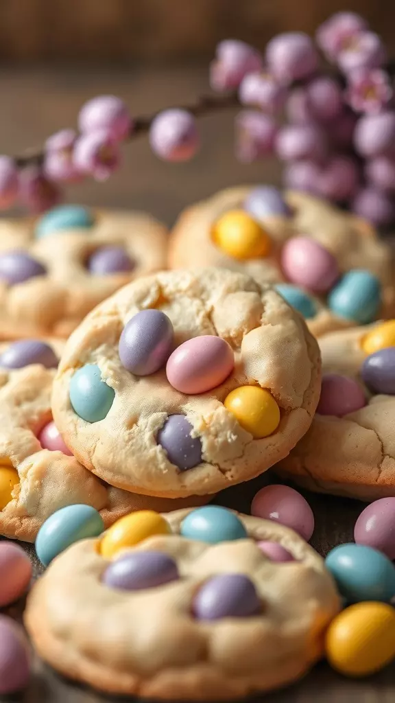 Cookies with colorful Cadbury eggs on top