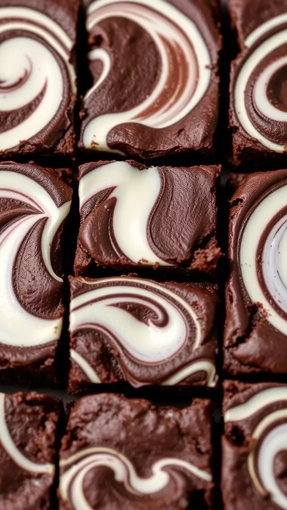 Delicious chewy cream cheese brownies with a decorative swirl pattern