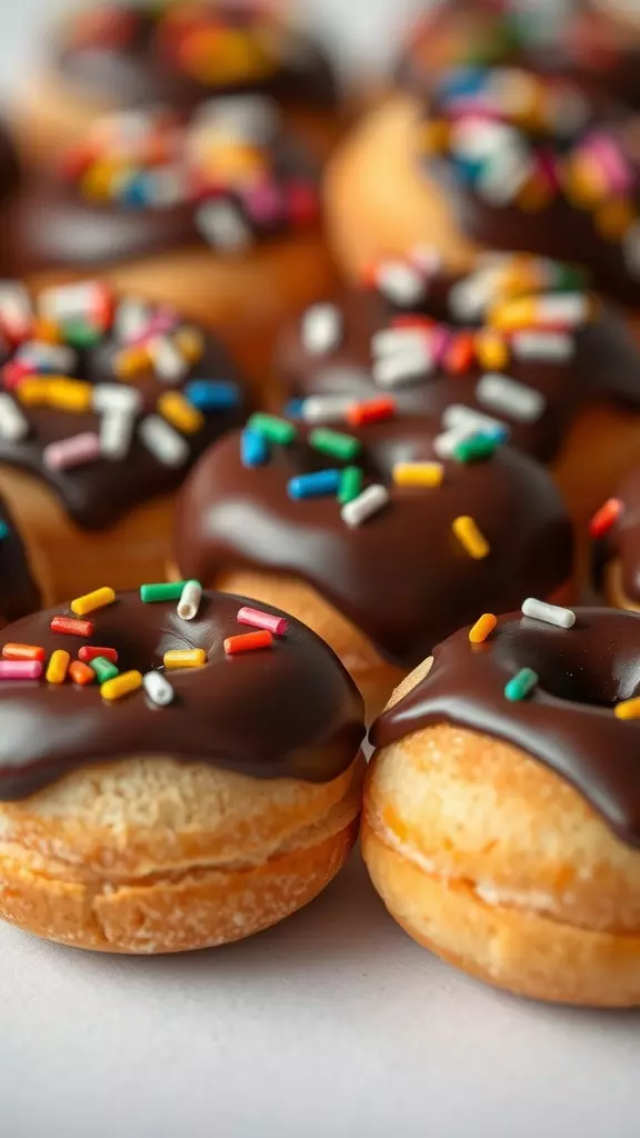 These chocolate covered mini doughnuts are a fun treat that everyone will love. Topped with colorful sprinkles, they’re perfect for parties or just a sweet snack at home. You can find the recipe for these delightful bites here!