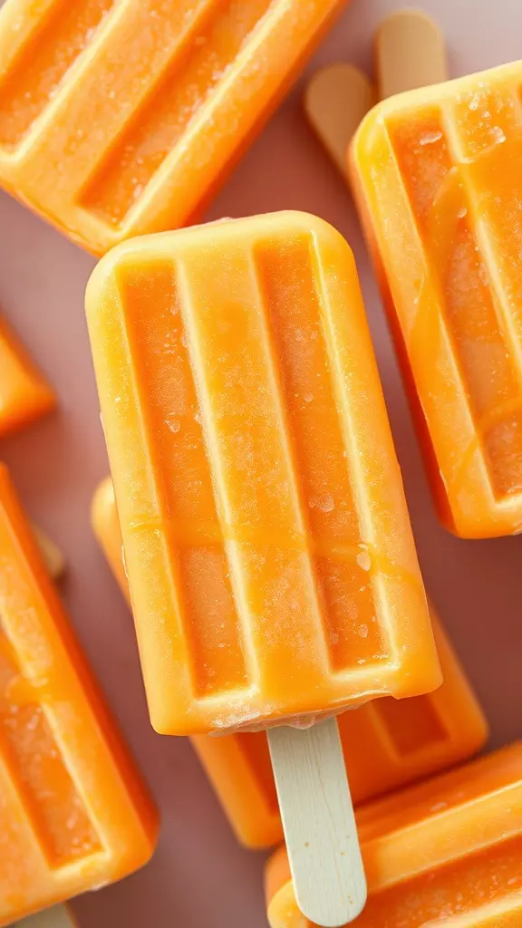 Colorful dairy-free creamsicles on a surface.