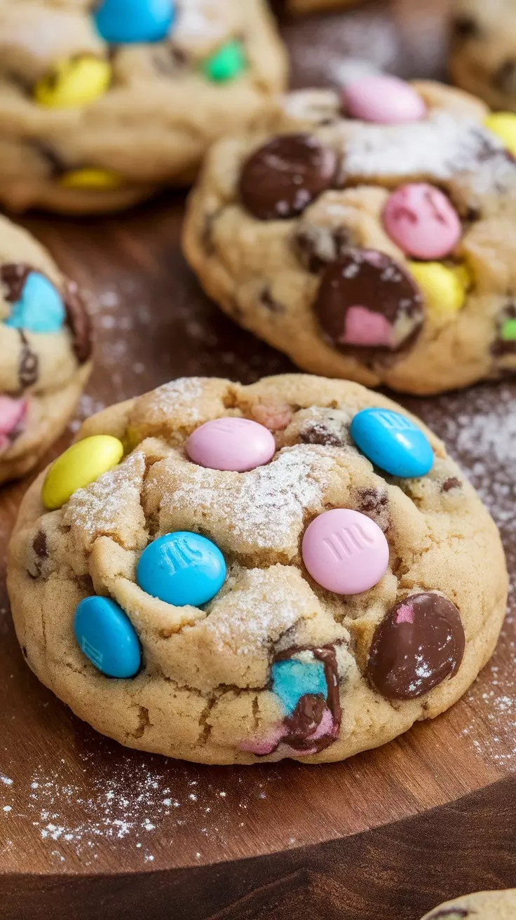 These Easter chocolate chip cookies are a fun twist on the classic treat. Bursting with colorful candies, they make the perfect addition to your holiday celebrations. Check out the full recipe for these delightful cookies here!