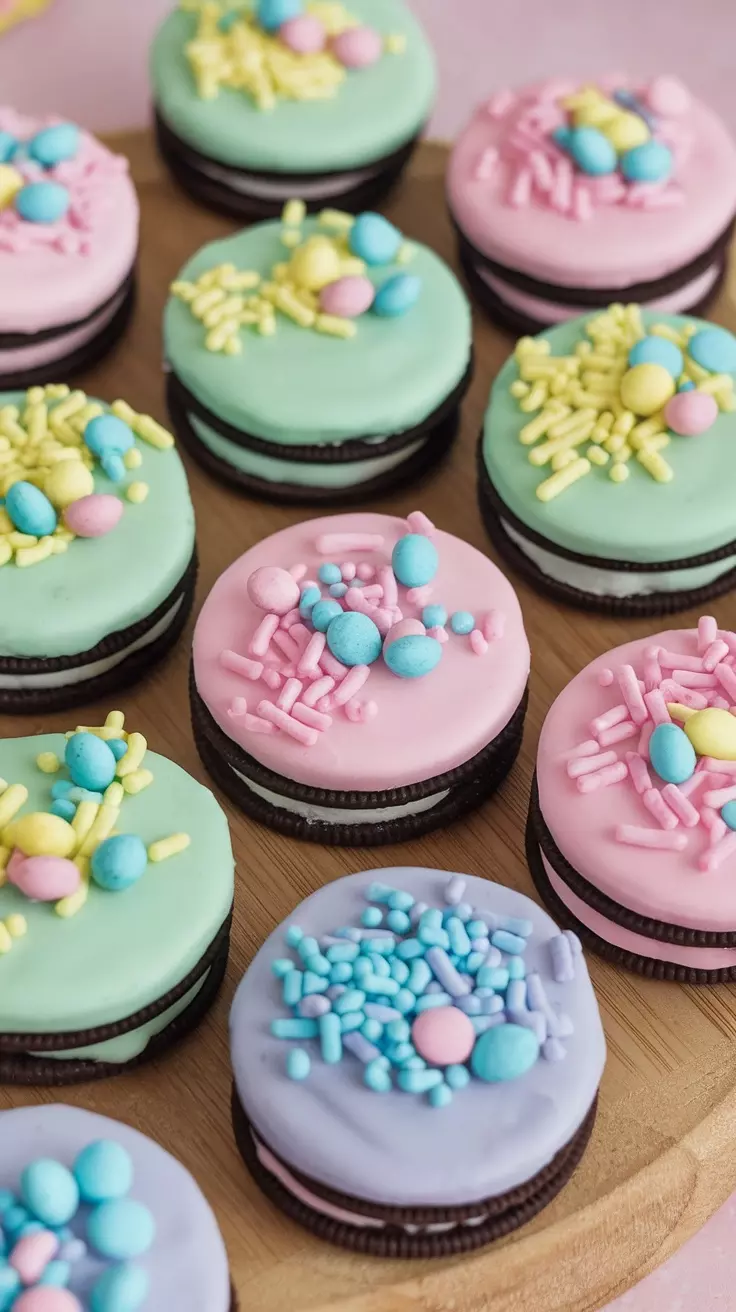 Easter Chocolate Covered Oreos are a fun treat for the holiday. These cookies are dipped in colorful chocolate and topped with cute sprinkles, making them a hit with kids and adults alike. For a simple recipe, check out how to make these delightful cookies here.