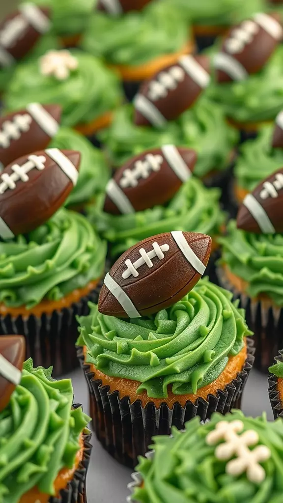 Football cupcakes are a fun way to celebrate game day! With their vibrant green frosting and cute chocolate footballs on top, these treats will be a hit at any party. Check out this easy recipe to impress your friends and family!