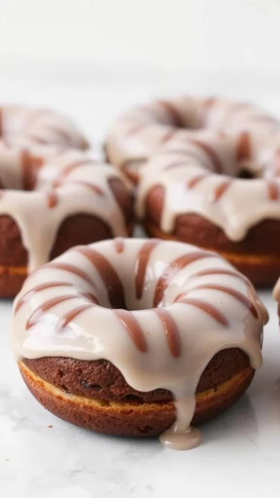 Chocolate donuts with a glossy chocolate glaze