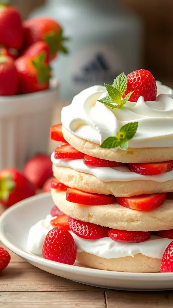 A delicious Japanese strawberry shortcake with layers of sponge, strawberries, and cream.