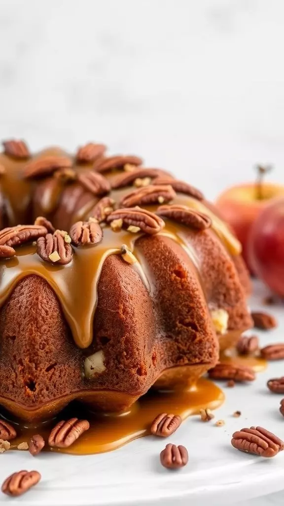 Fresh Apple Bundt Cake with Caramel Pecans