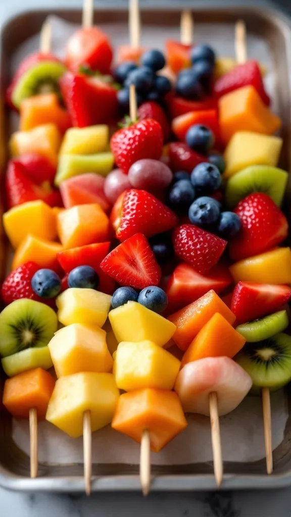 Looking for a fresh, vibrant, and easy-to-make party snack? These Fruit Skewers are the perfect healthy and refreshing addition to any gathering! Packed with juicy, colorful fruits, they’re not only delicious but also gorgeous on a party platter.