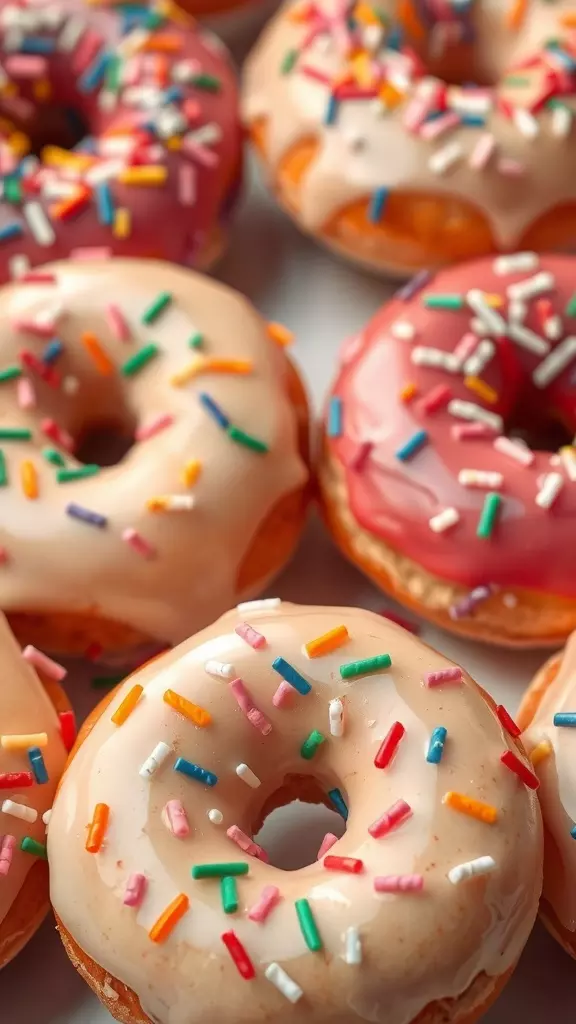 Delicious funfetti donuts with colorful sprinkles