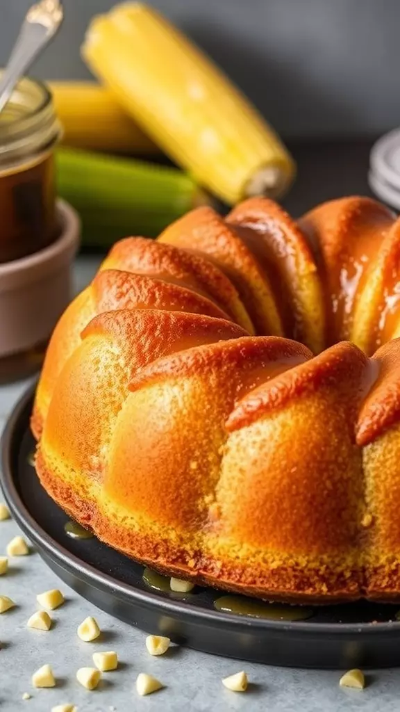 Gluten-Free Sweet Corn Bundt Cake with corn on the side