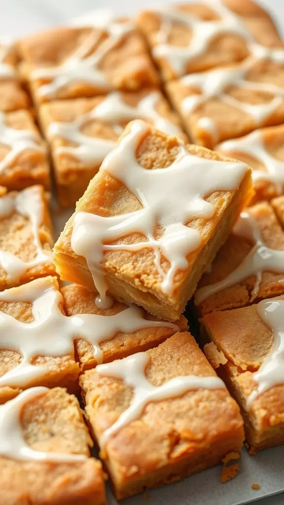 Delicious lemon blondies with a white glaze on top.