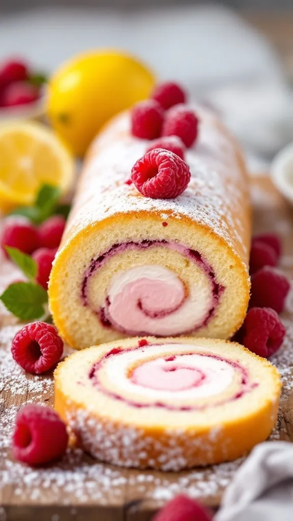 If you love bright citrus flavors and juicy raspberries, this Lemon Raspberry Cake Roll is a must-try! A soft, fluffy lemon sponge cake is rolled up with a sweet raspberry filling and creamy lemon whipped cream, making every bite refreshing, light, and delicious.