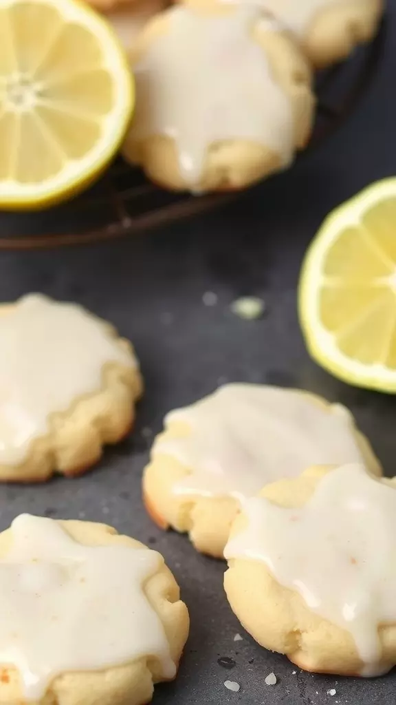 Lemon ricotta cookies with a glaze and fresh lemon slices