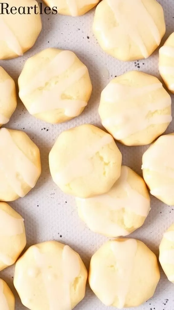 Freshly baked lemon ricotta cookies with a glaze