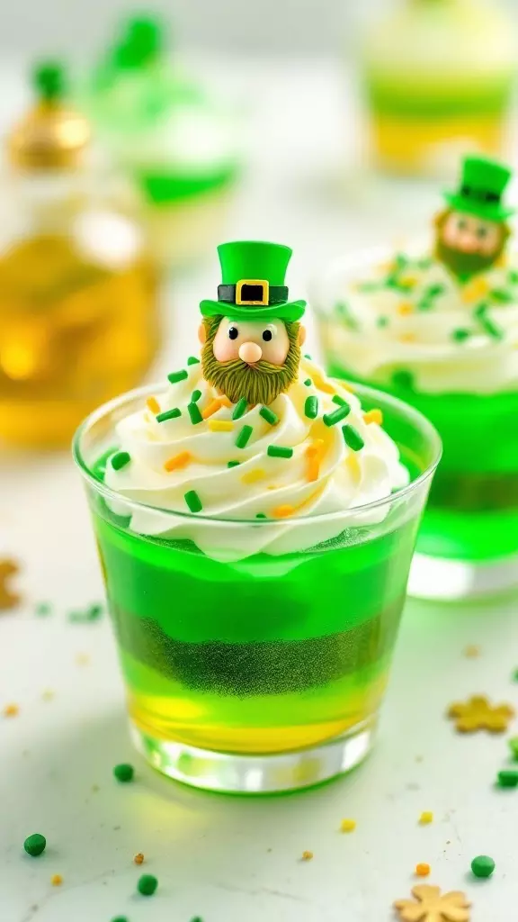 If you're looking for a fun, easy, and totally adorable treat to sell at a St. Patrick’s Day bake sale, Leprechaun Jello Cups are the way to go! With layers of bright green and gold Jello, fluffy whipped cream, and festive sprinkles, these little cups of joy are as tasty as they are eye-catching.