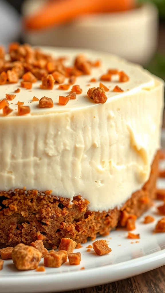 No-Bake Carrot Cake Cheesecake on a wooden table