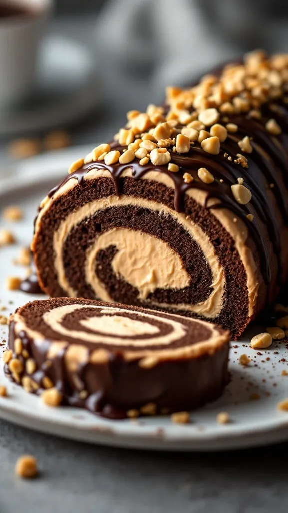 If you love the classic combo of peanut butter and chocolate, this Peanut Butter Chocolate Cake Roll is about to become your new obsession! A soft, fluffy chocolate sponge cake is rolled up with a creamy peanut butter filling, then drizzled with melted chocolate for extra indulgence.