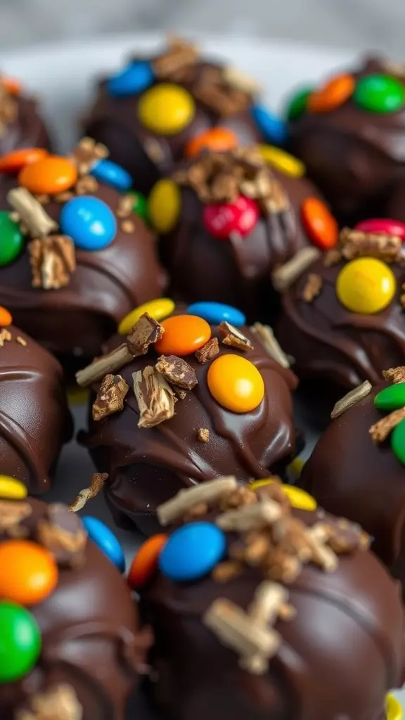 These Peanut Butter Snickers and M&Ms Candy Truffles are a fun treat for game day! With creamy peanut butter, chocolate, and crunchy M&Ms, they are sure to be a hit. Check out the full recipe here and score some sweet points with your guests!