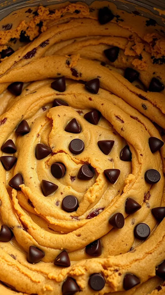 Bowl of cookie dough with chocolate chips