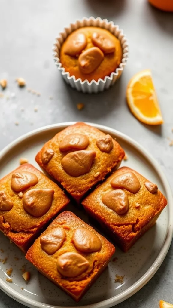 Pumpkin mini loaves on a marble surface