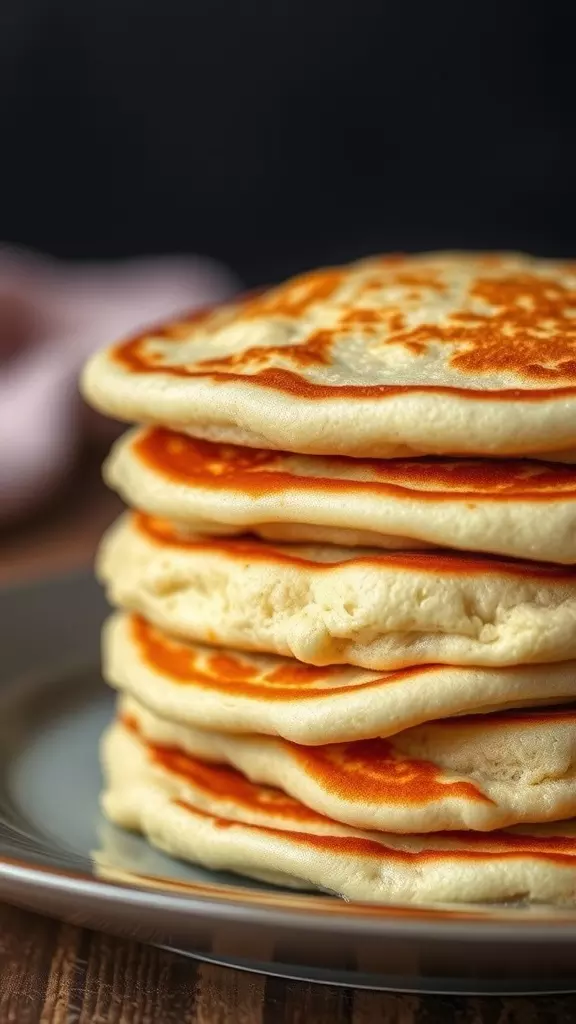 A stack of delicious sourdough pancakes on a plate.