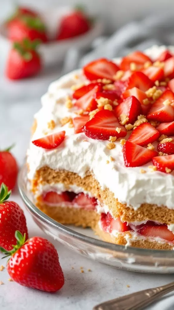 Strawberry icebox cake is a cool and creamy treat that's perfect for any gathering. Layered with fresh strawberries and whipped cream, it's a delight to make and share. Just let it chill, and you’ll have a refreshing dessert that everyone will love!