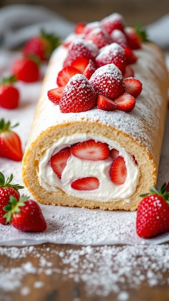 If you love classic strawberry shortcake, this Strawberry Shortcake Roll takes it to the next level! A soft vanilla sponge cake is rolled up with fresh strawberries and fluffy whipped cream, making it the ultimate light and refreshing dessert.