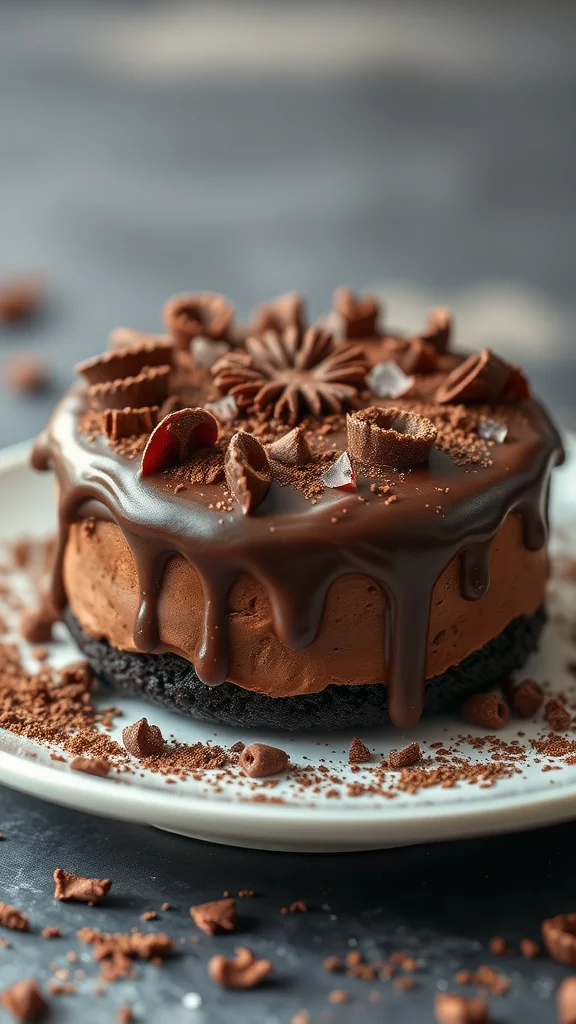 This small chocolate cake is a luscious dessert made with rich cocoa powder and tender cake layers that are both moist and fluffy. The chocolate flavor is deep and satisfying, making it a must-try for any dessert lover.